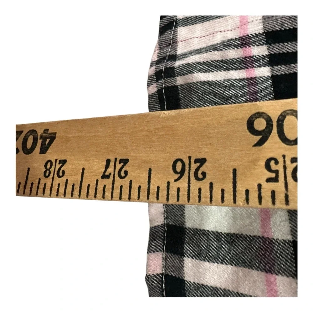 Victoria's Secret Flannel Short Sleeve Top Shorts Plaid PJ Set Sz S-M Pink/Black